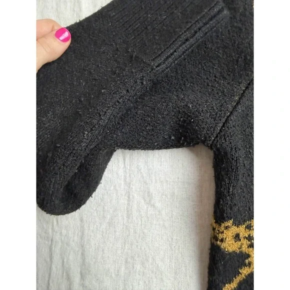 THML Sweater Womens S Cheetah Print Black Gold Mob Wife Boho Glam Indie Sleaze - Picture 5 of 7